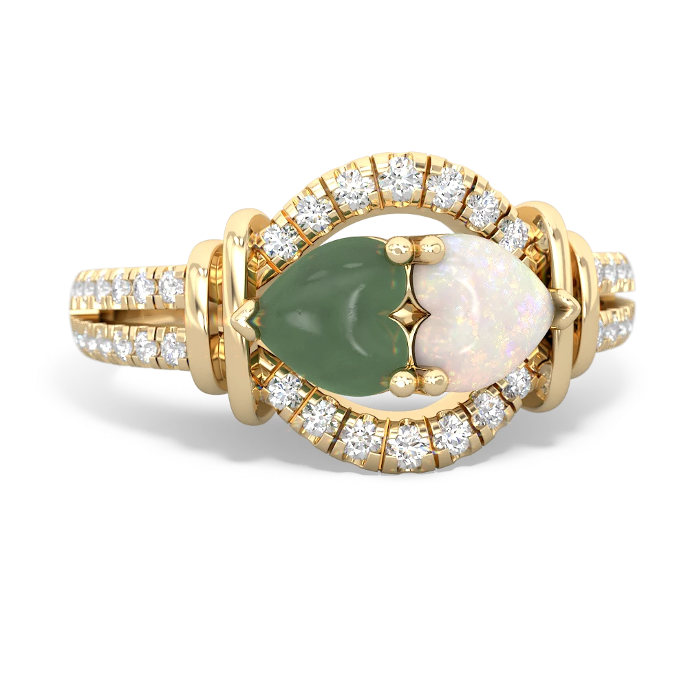 Jade Art-Deco Keepsake 14K Yellow Gold ring R5630