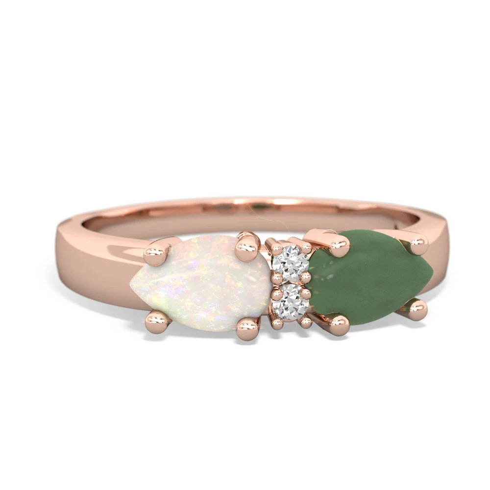 Jade Pear Bowtie 14K Rose Gold ring R0865