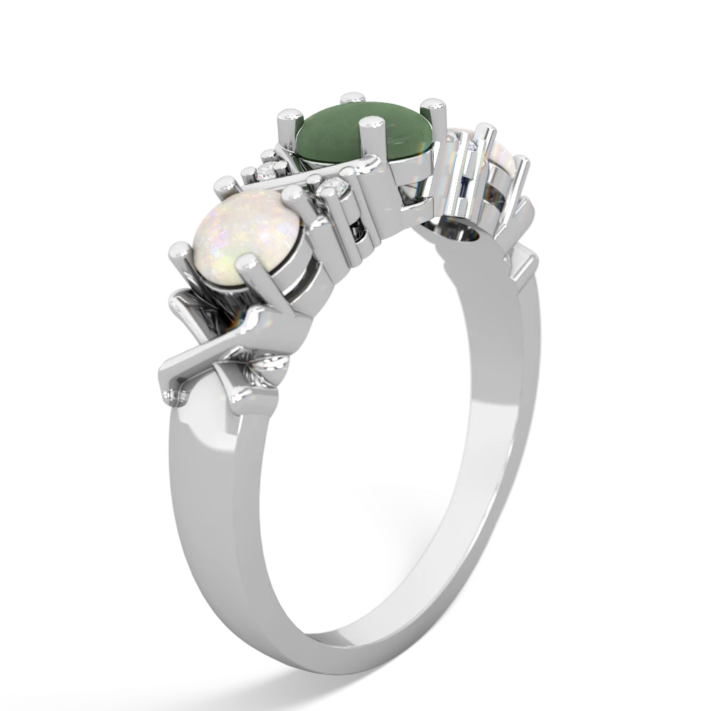 Jade Hugs And Kisses 14K White Gold ring R5016