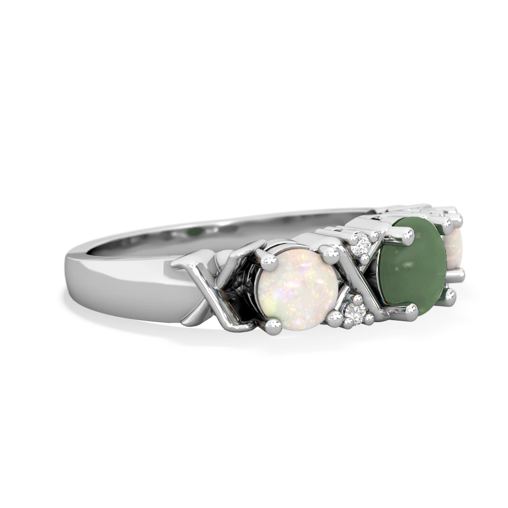 Jade Hugs And Kisses 14K White Gold ring R5016