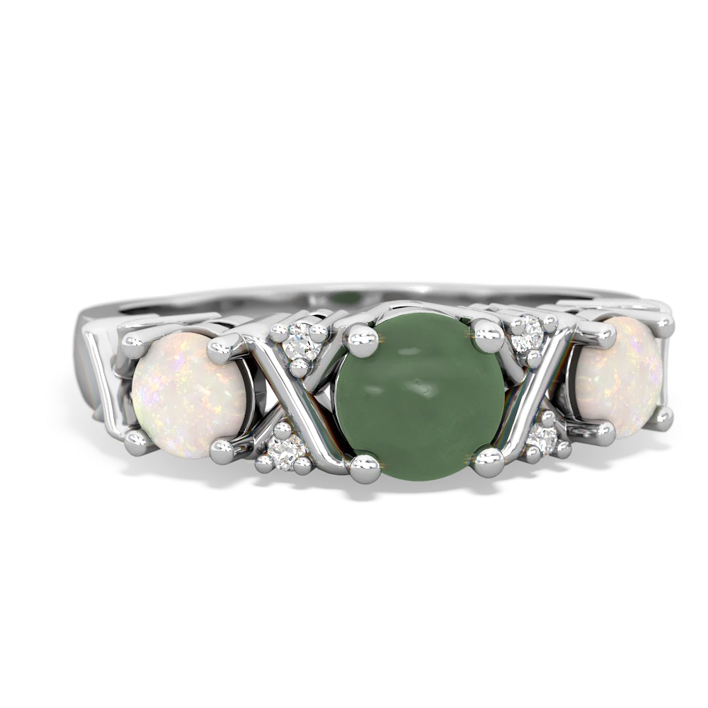 Jade Hugs And Kisses 14K White Gold ring R5016