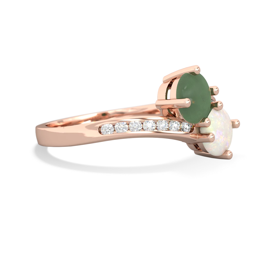 Jade Channel Set Two Stone 14K Rose Gold ring R5303