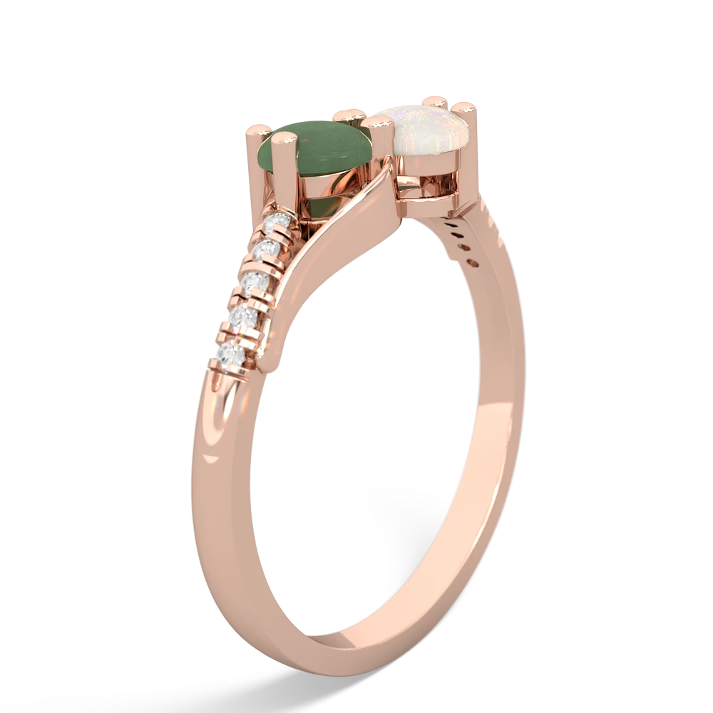 Jade Infinity Pave Two Stone 14K Rose Gold ring R5285