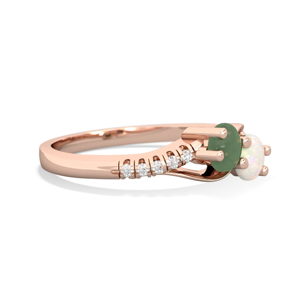 Jade Infinity Pave Two Stone 14K Rose Gold ring R5285