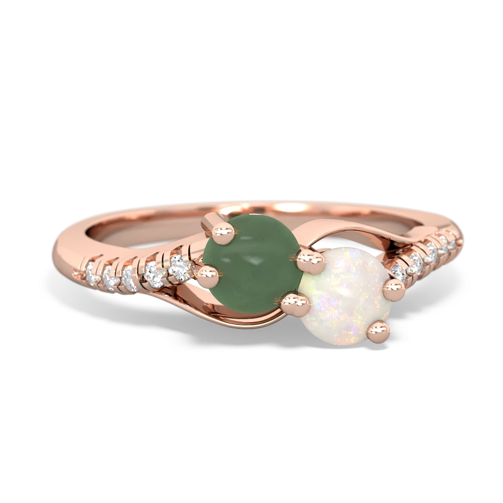 Jade Infinity Pave Two Stone 14K Rose Gold ring R5285