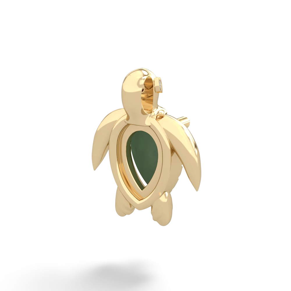 Jade Baby Sea Turtle 14K Yellow Gold pendant P5241