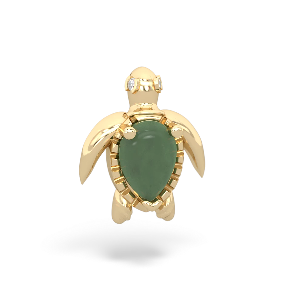 Jade Baby Sea Turtle 14K Yellow Gold pendant P5241