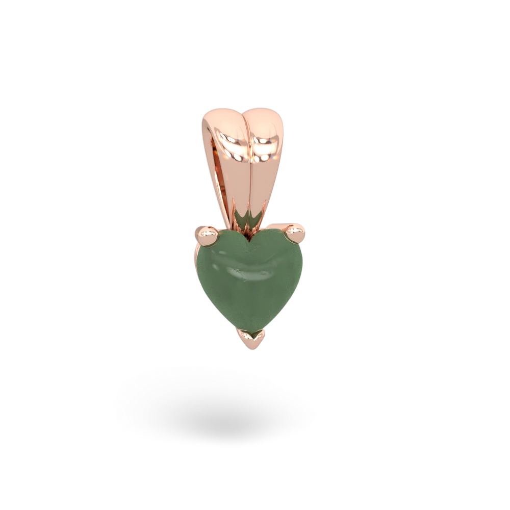Jade 5Mm Heart Solitaire 14K Rose Gold pendant P1861