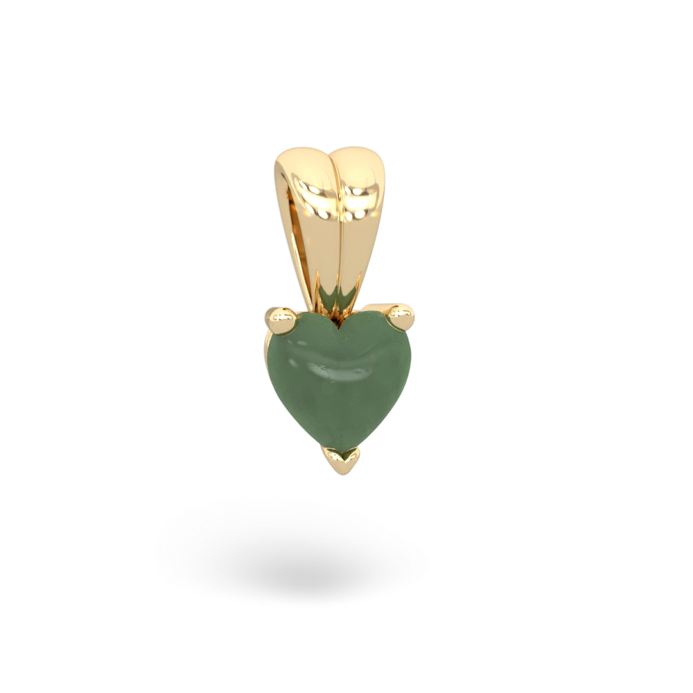 Jade 5Mm Heart Solitaire 14K Yellow Gold pendant P1861