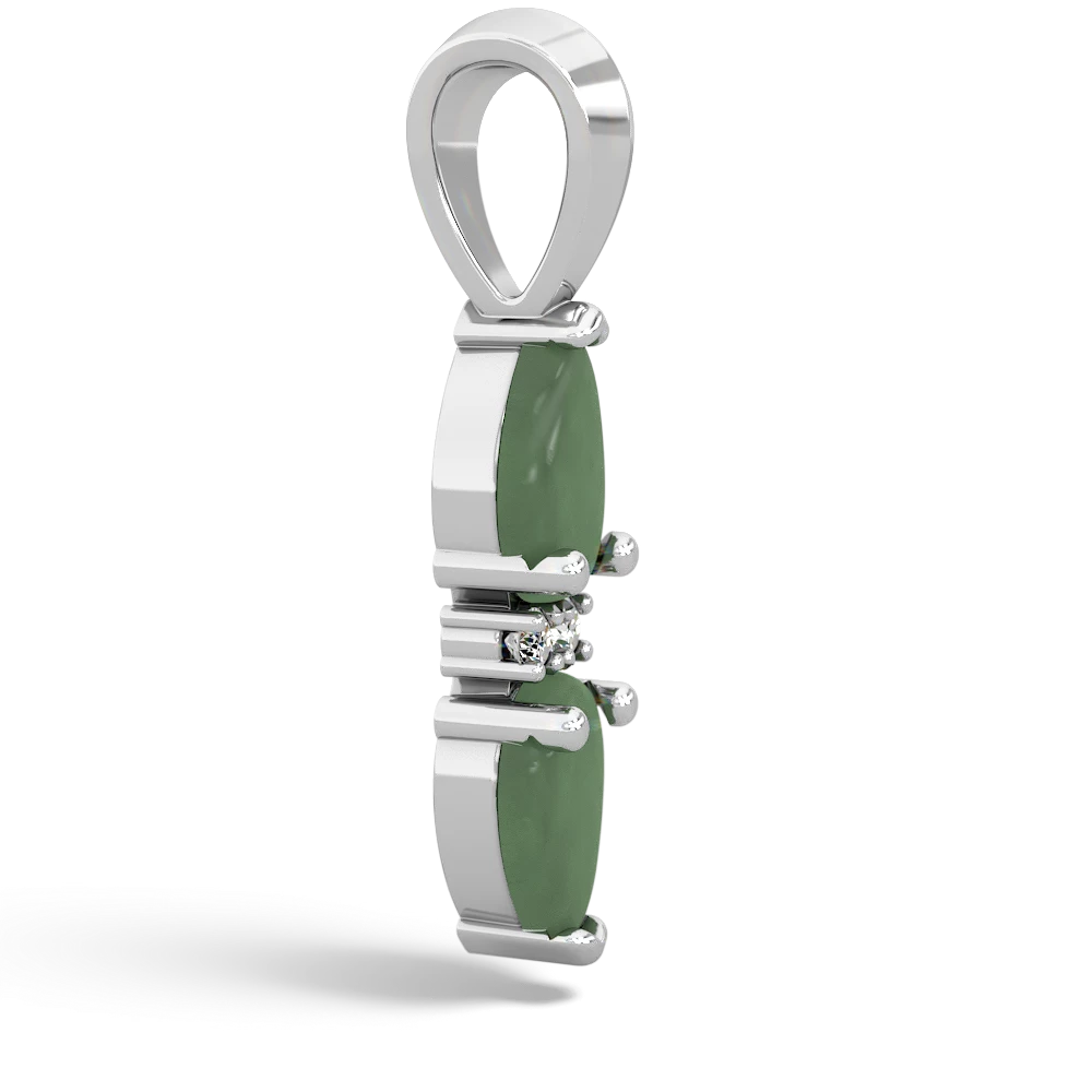 Jade Bowtie Drop 14K White Gold pendant P0865