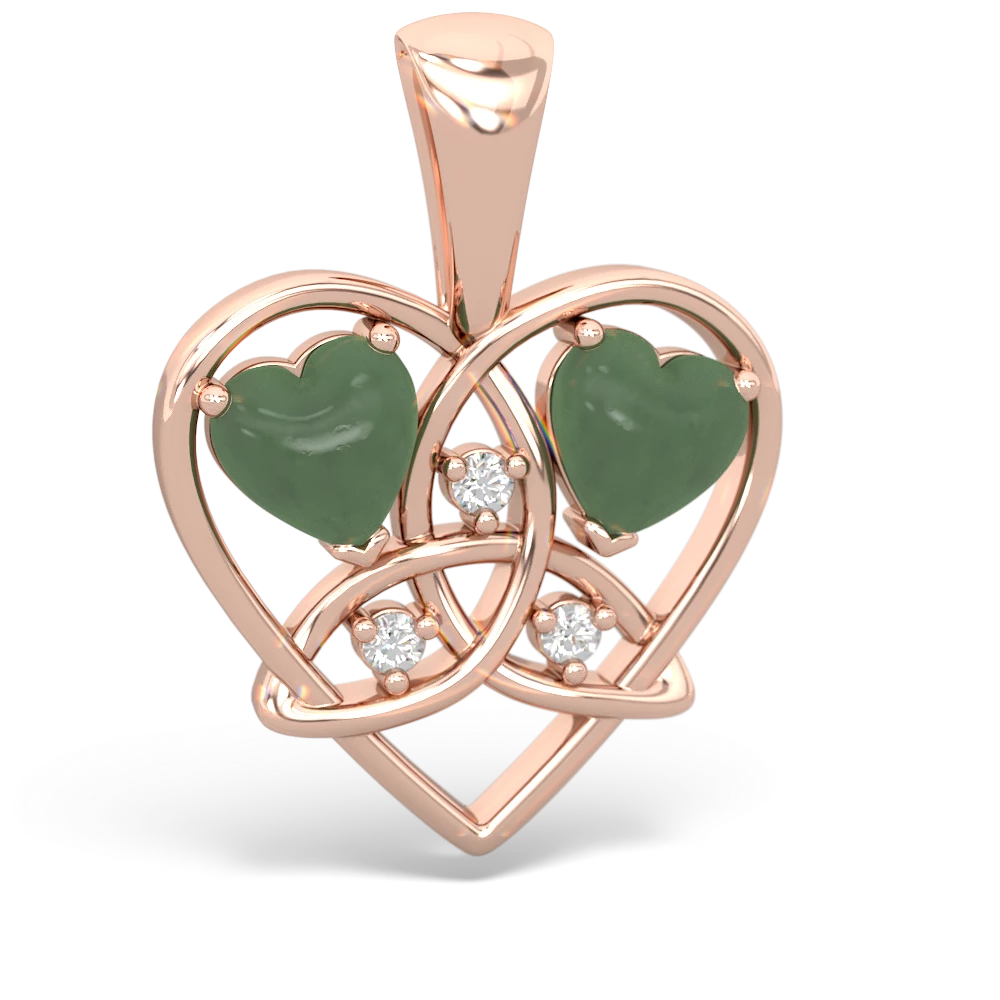 Jade Celtic Trinity Heart 14K Rose Gold pendant P5331