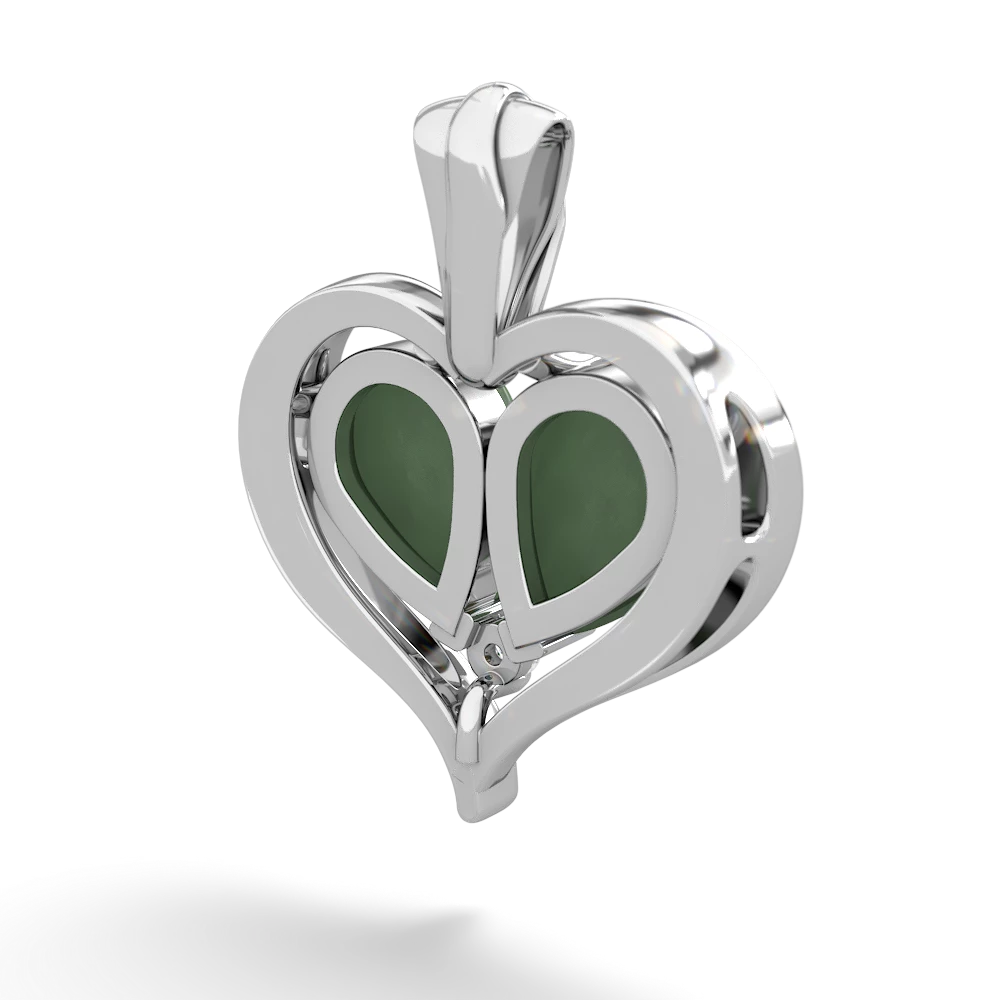 Jade Two Become One 14K White Gold pendant P5330