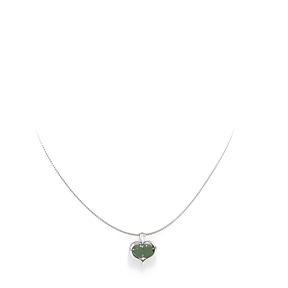 Jade Two Become One 14K White Gold pendant P5330