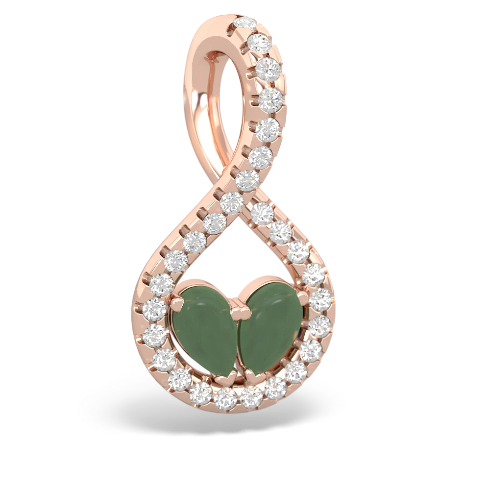 Jade Pave Twist 'One Heart' 14K Rose Gold pendant P5360