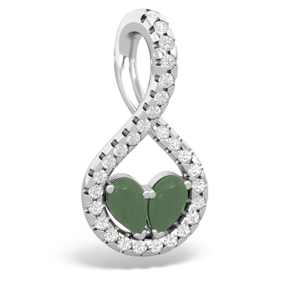 Jade Pave Twist 'One Heart' 14K White Gold pendant P5360