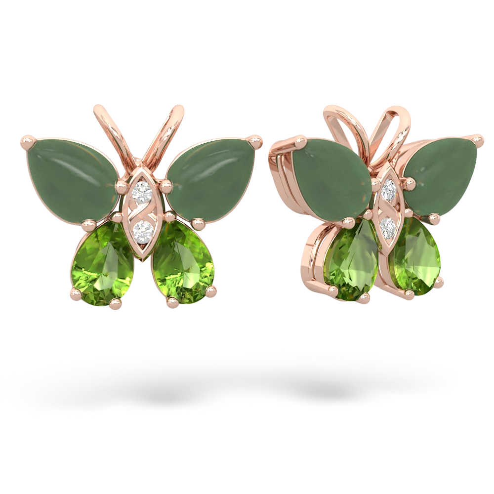 Jade Butterfly 14K Rose Gold earrings E2215