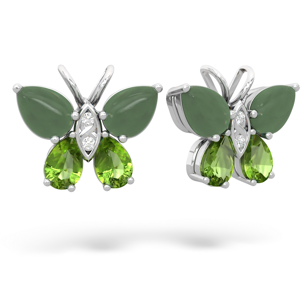 Jade Butterfly 14K White Gold earrings E2215