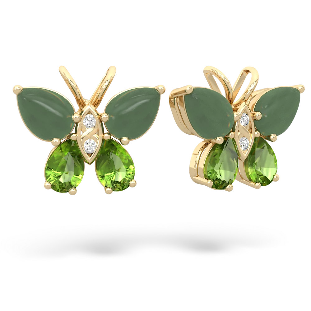 Jade Butterfly 14K Yellow Gold earrings E2215