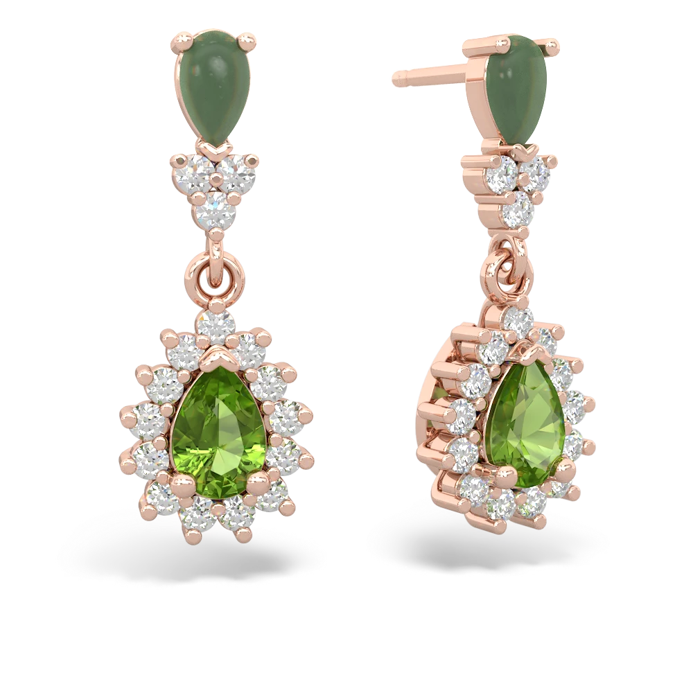 Jade Halo Pear Dangle 14K Rose Gold earrings E1882