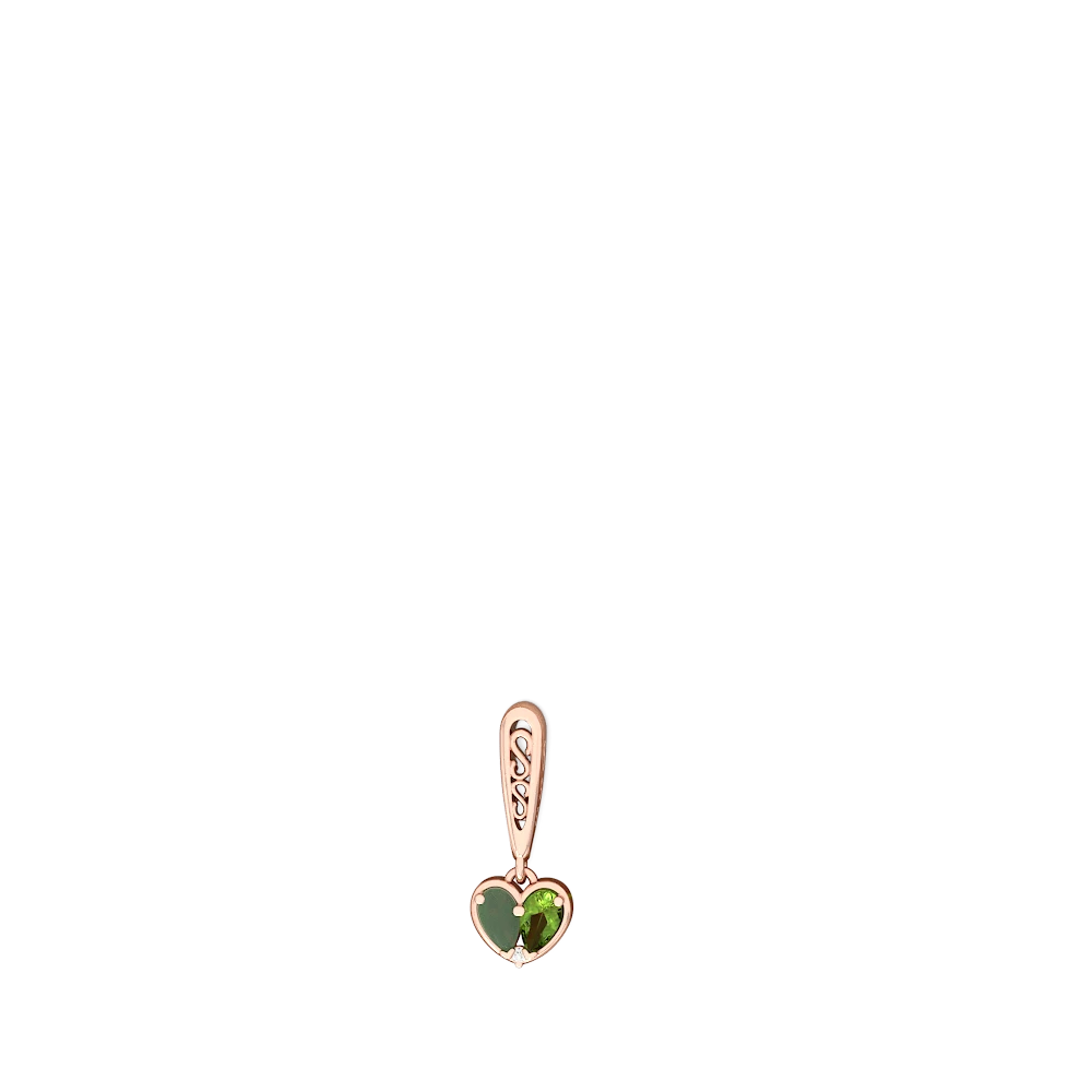 Jade Filligree Heart 14K Rose Gold earrings E5070