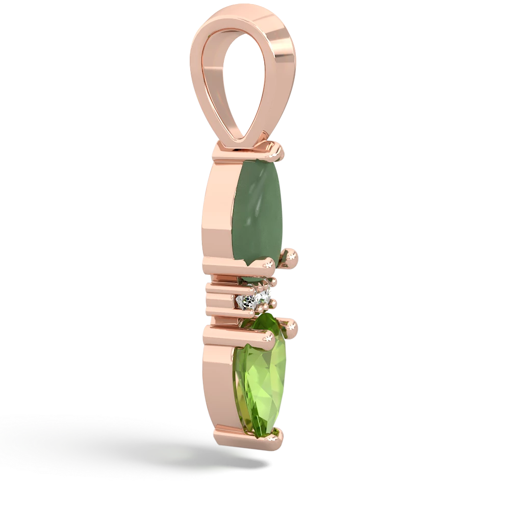 Jade Bowtie Drop 14K Rose Gold pendant P0865