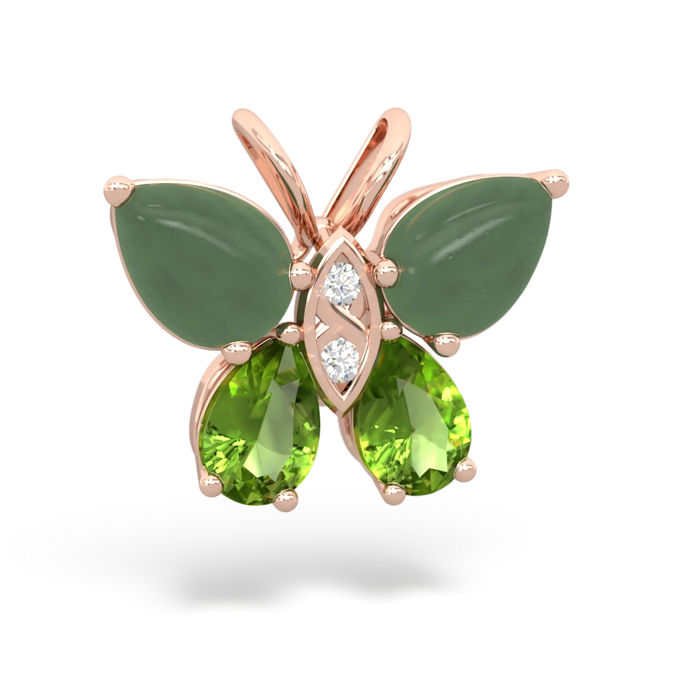 Jade Butterfly 14K Rose Gold pendant P2215