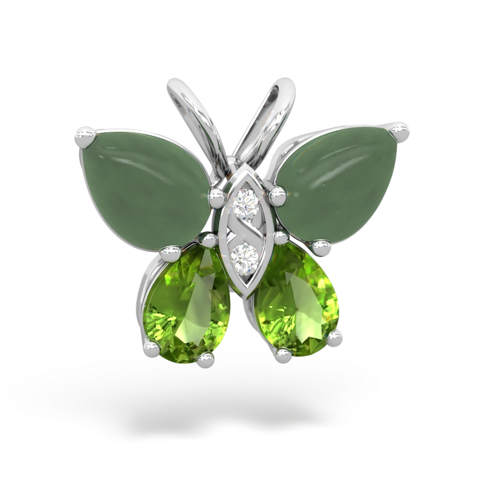 Jade Butterfly 14K White Gold pendant P2215