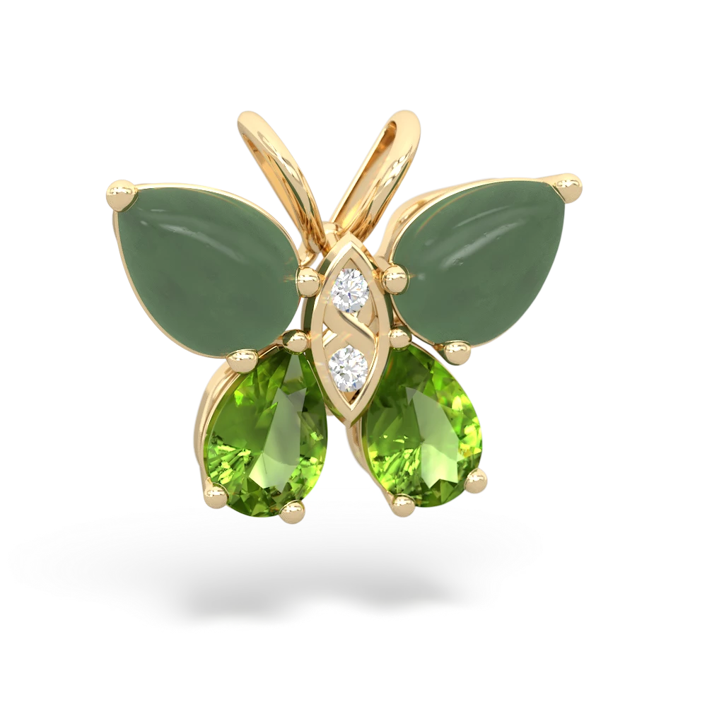 Jade Butterfly 14K Yellow Gold pendant P2215