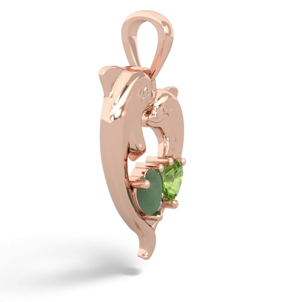 Jade Dolphin Heart 14K Rose Gold pendant P5820