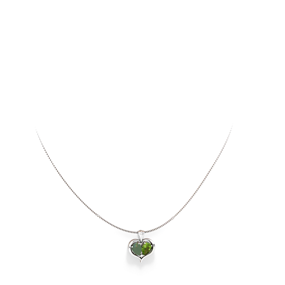 Jade Two Become One 14K White Gold pendant P5330