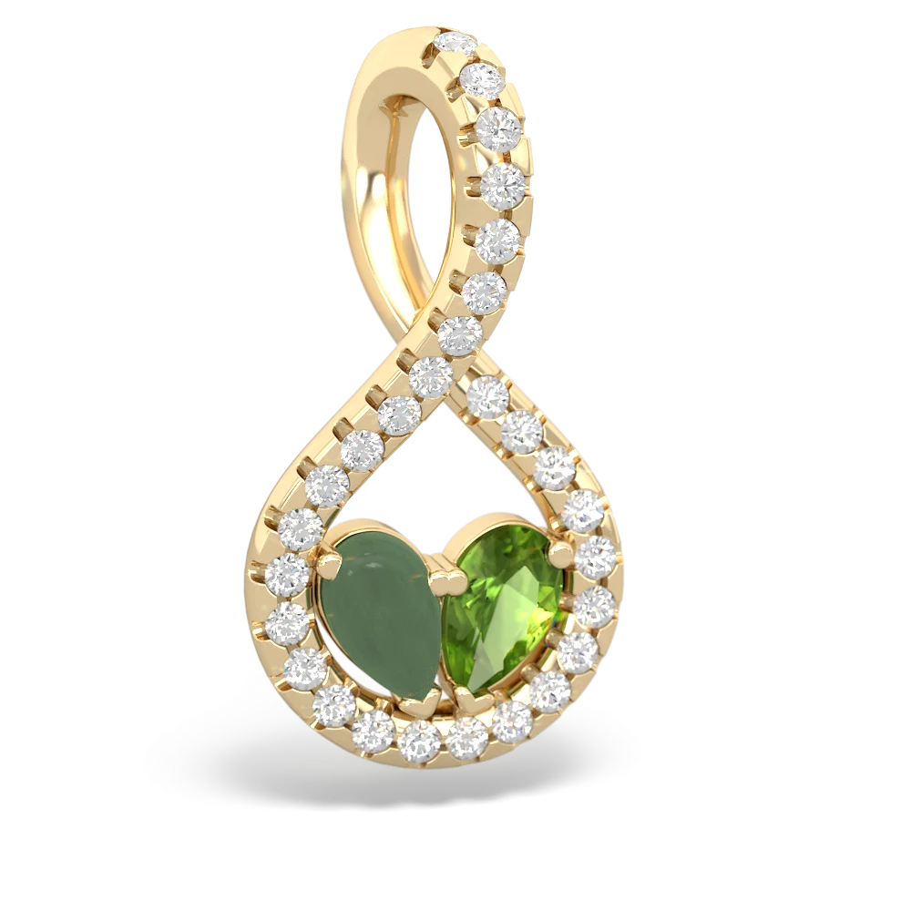 Jade Pave Twist 'One Heart' 14K Yellow Gold pendant P5360