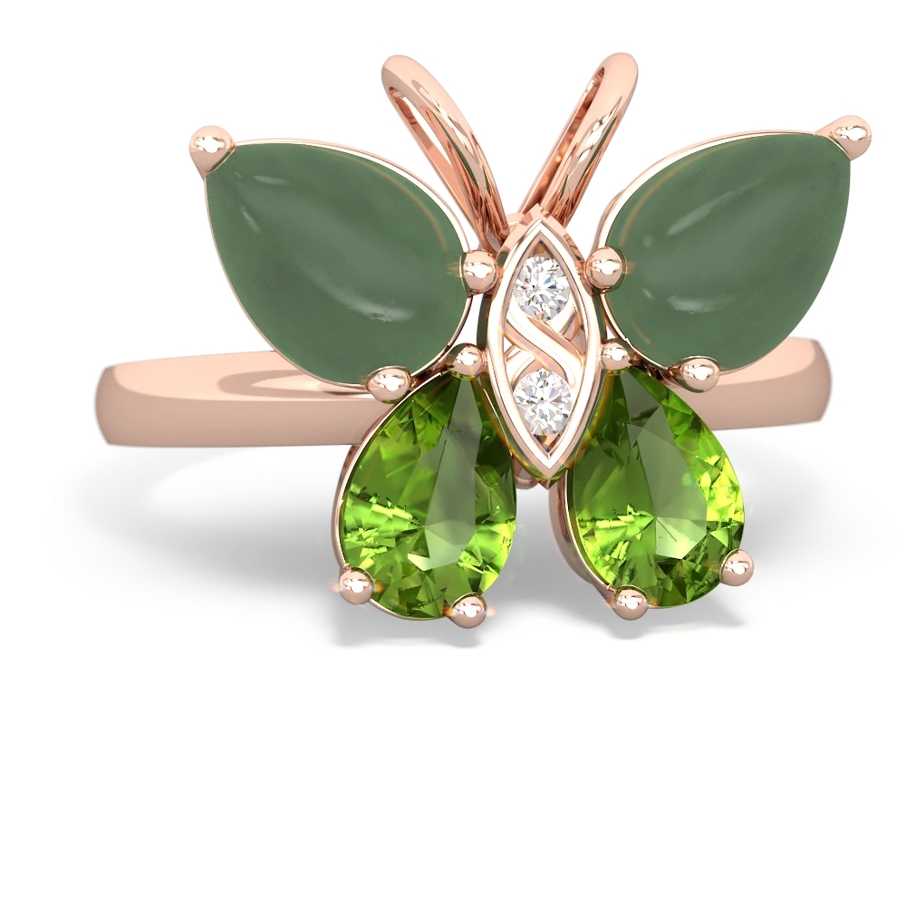 Jade Butterfly 14K Rose Gold ring R2215