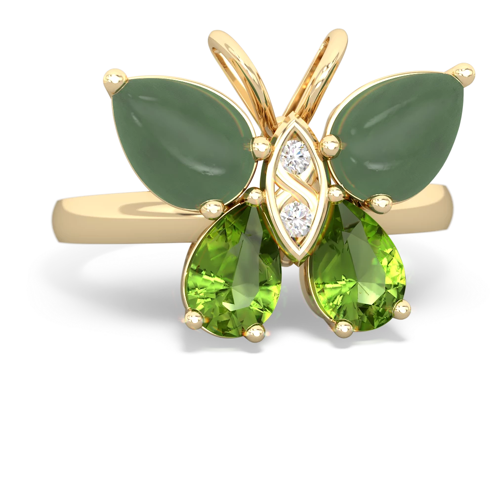 Jade Butterfly 14K Yellow Gold ring R2215