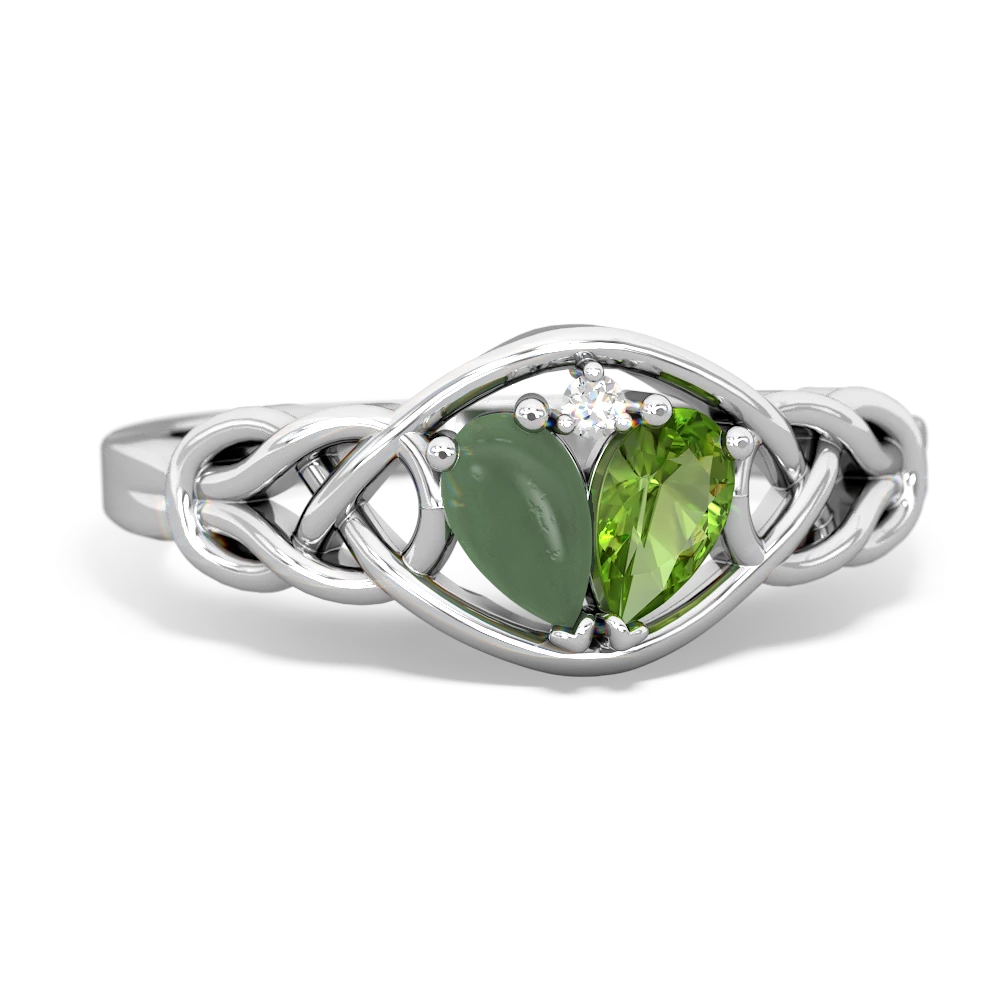Jade Celtic Love Knot 14K White Gold ring R5420