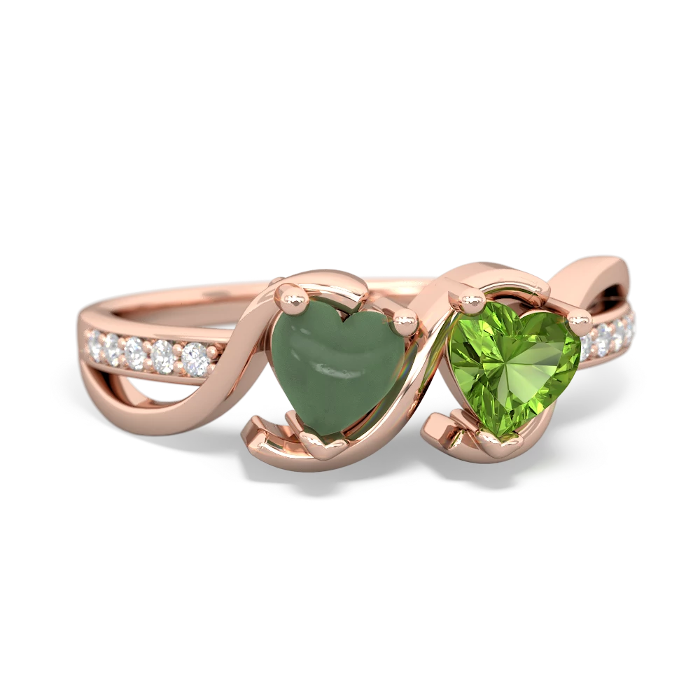 Jade Side By Side 14K Rose Gold ring R3090