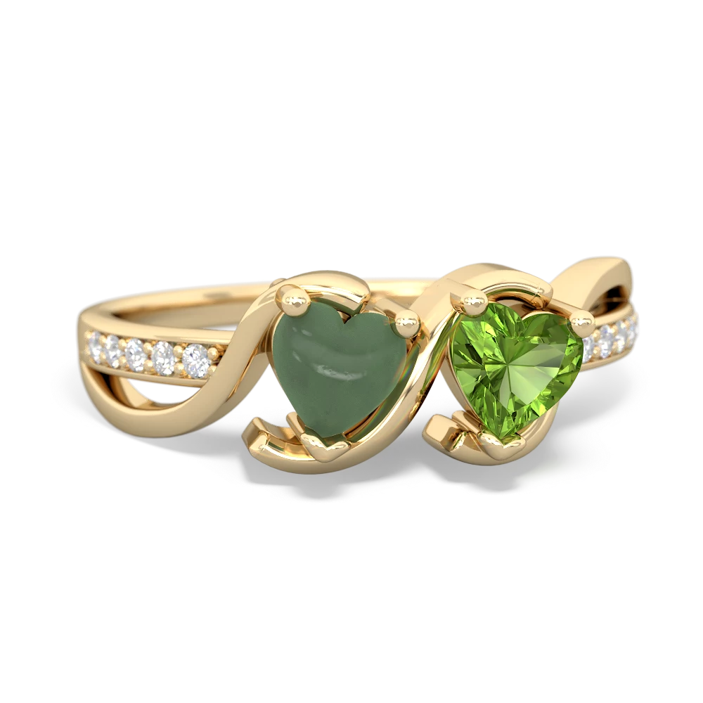 Jade Side By Side 14K Yellow Gold ring R3090