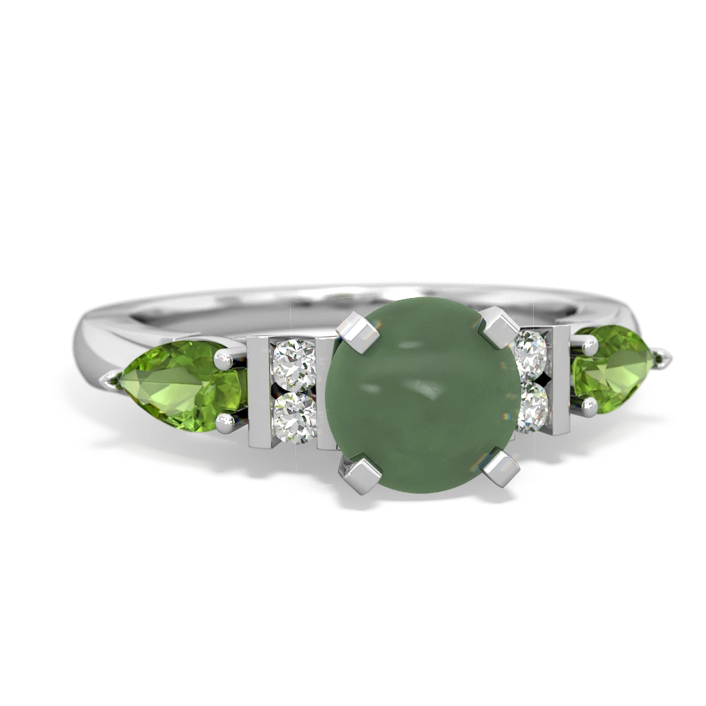 Jade 6Mm Round Eternal Embrace Engagement 14K White Gold ring R2005