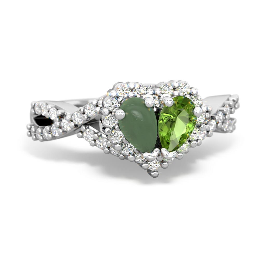 Jade Diamond Twist 'One Heart' 14K White Gold ring R2640HRT