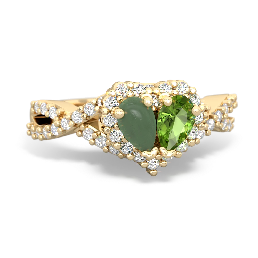 Jade Diamond Twist 'One Heart' 14K Yellow Gold ring R2640HRT