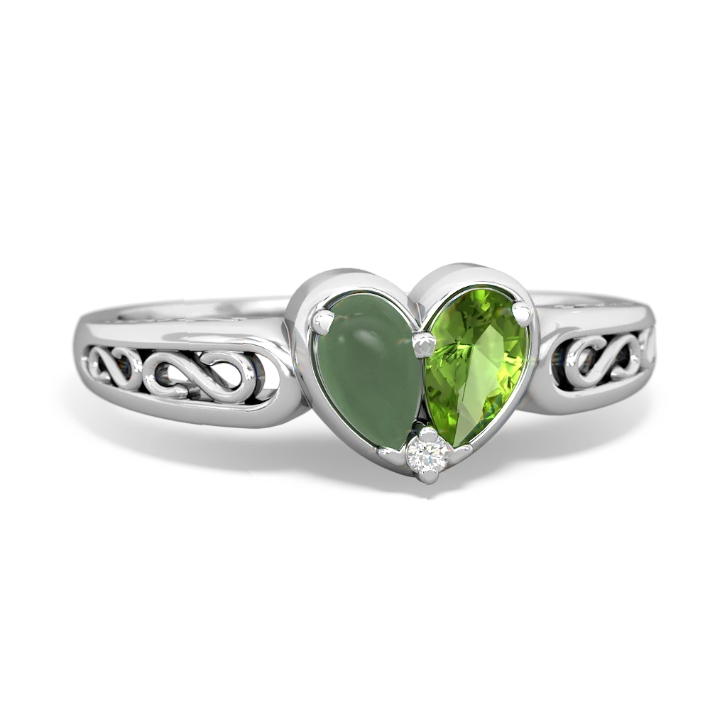 Jade Filligree 'One Heart' 14K White Gold ring R5070