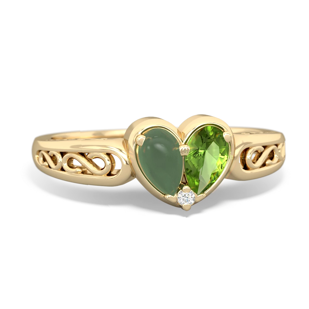 Jade Filligree 'One Heart' 14K Yellow Gold ring R5070