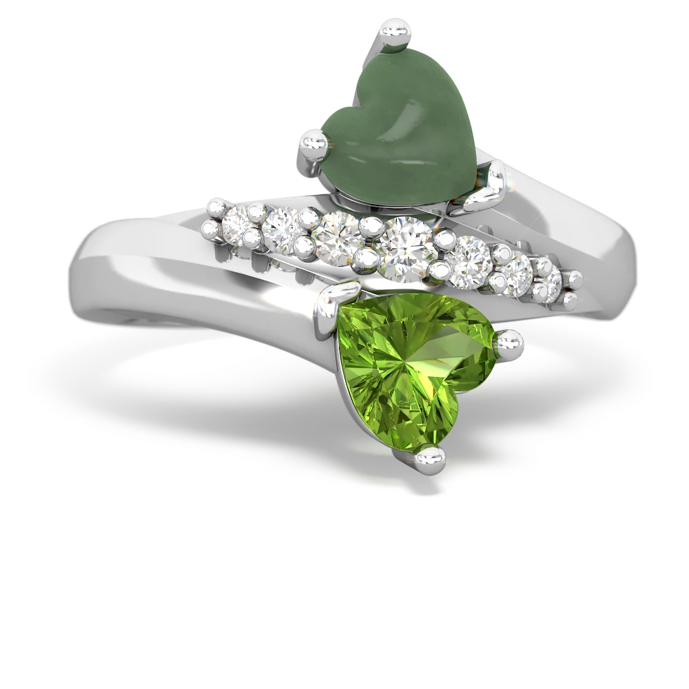 Jade Heart To Heart 14K White Gold ring R2064