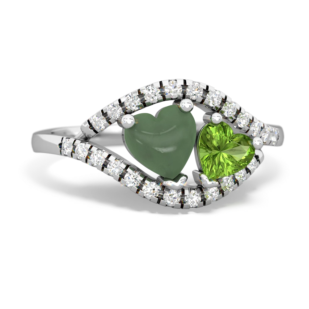 Jade Mother And Child 14K White Gold ring R3010