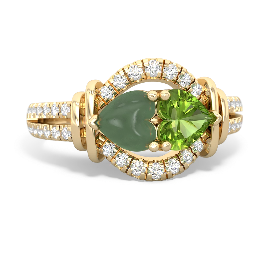 Jade Art-Deco Keepsake 14K Yellow Gold ring R5630