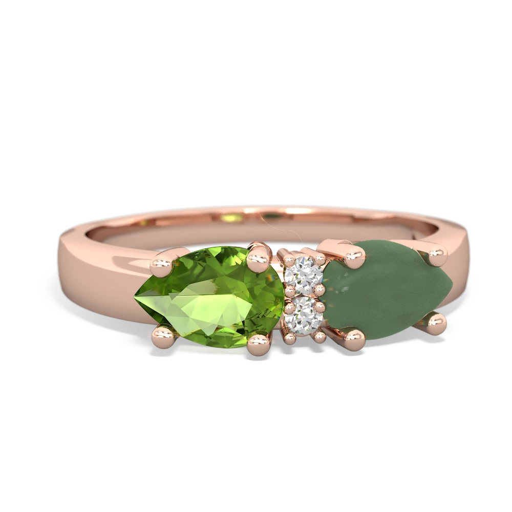 Jade Pear Bowtie 14K Rose Gold ring R0865