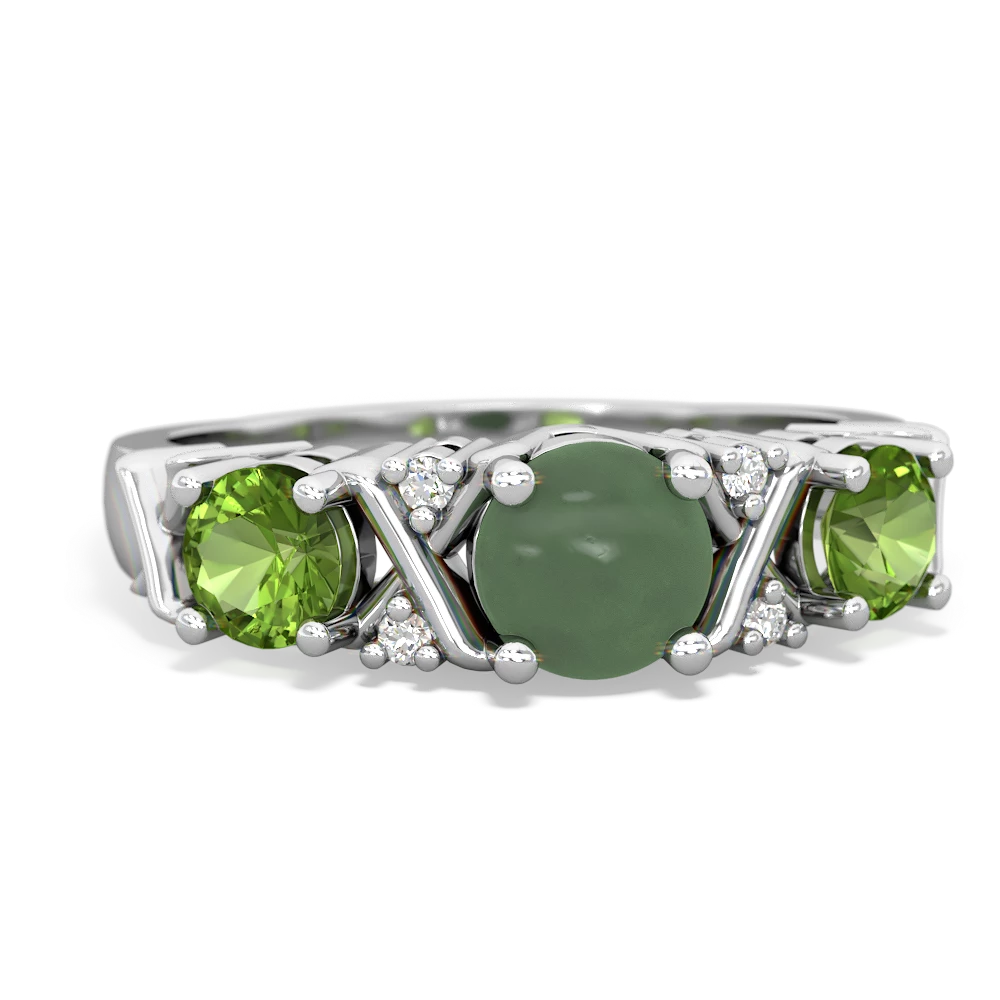 Jade Hugs And Kisses 14K White Gold ring R5016