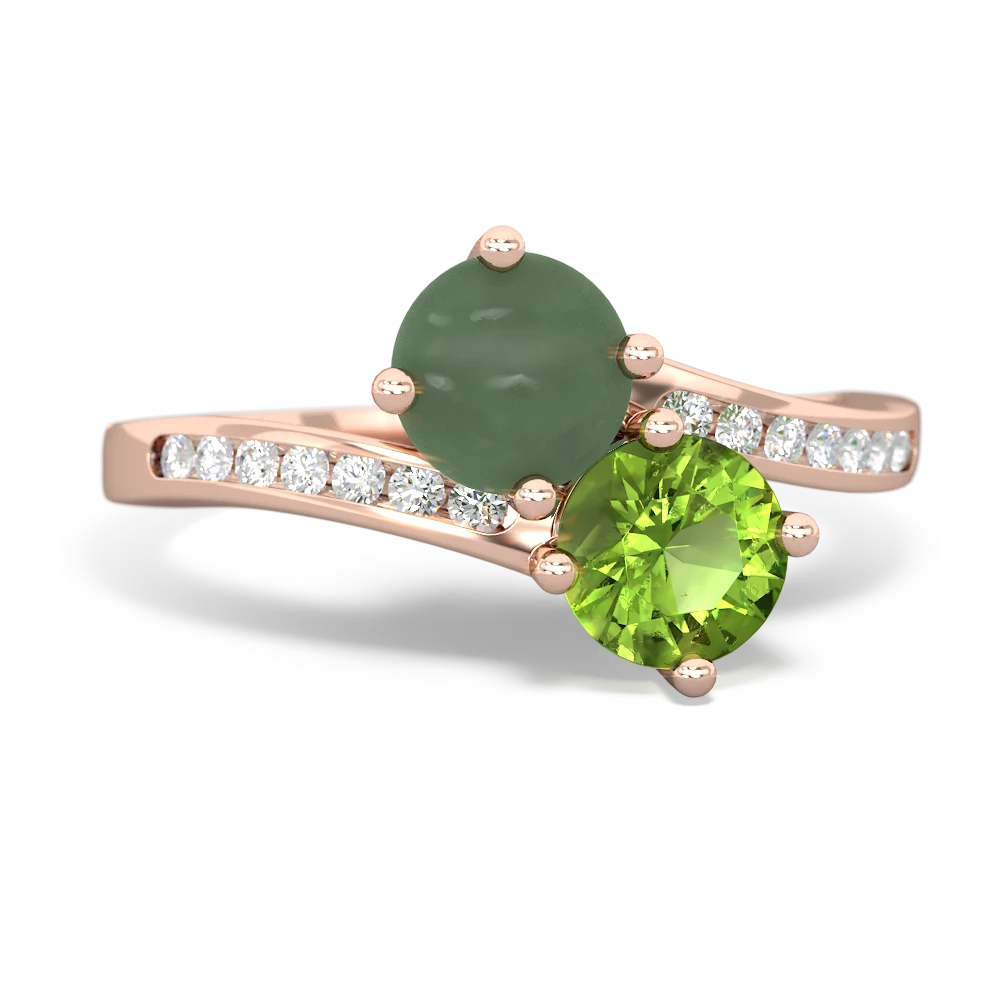 Jade Channel Set Two Stone 14K Rose Gold ring R5303