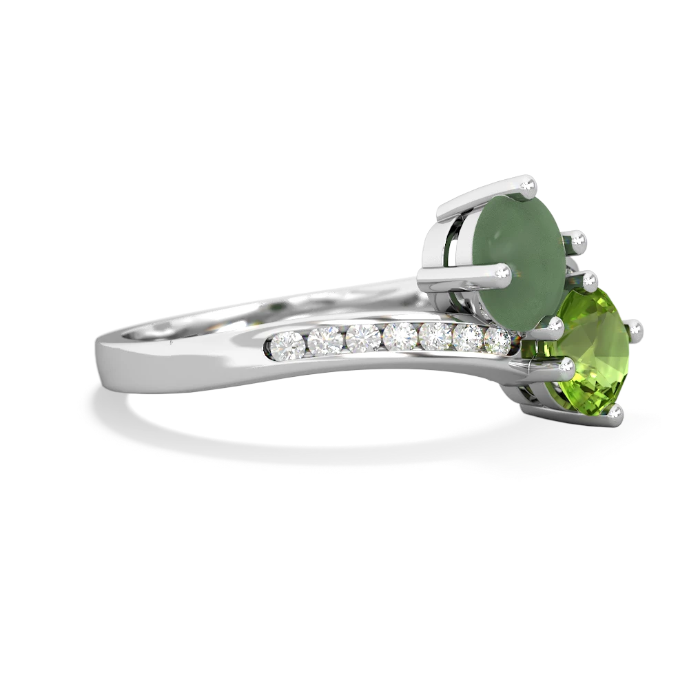 Jade Channel Set Two Stone 14K White Gold ring R5303