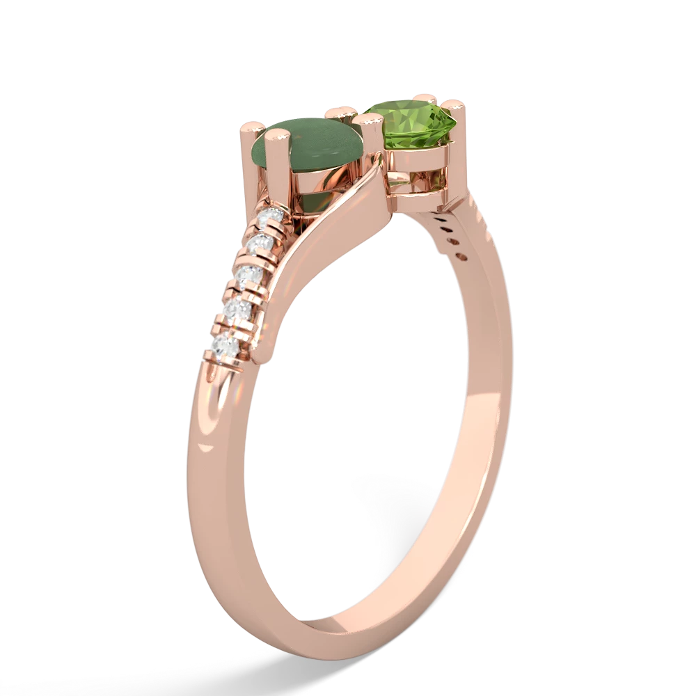 Jade Infinity Pave Two Stone 14K Rose Gold ring R5285