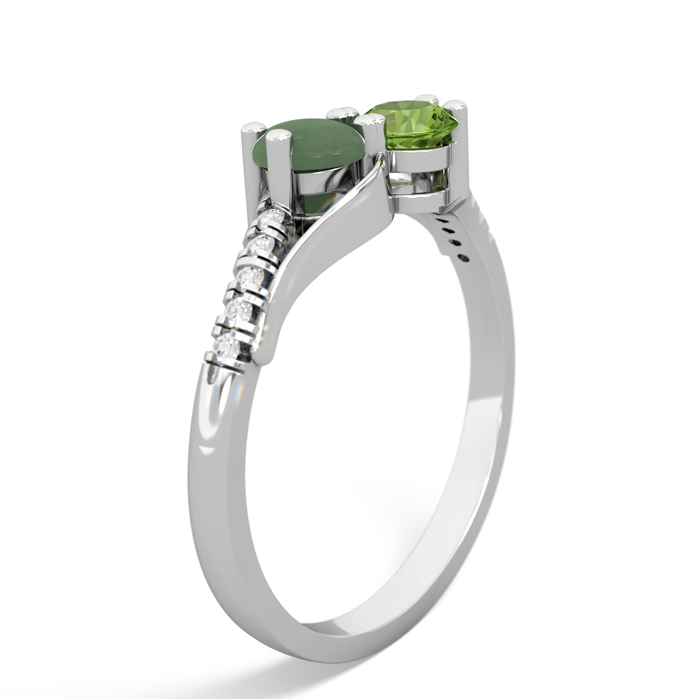 Jade Infinity Pave Two Stone 14K White Gold ring R5285